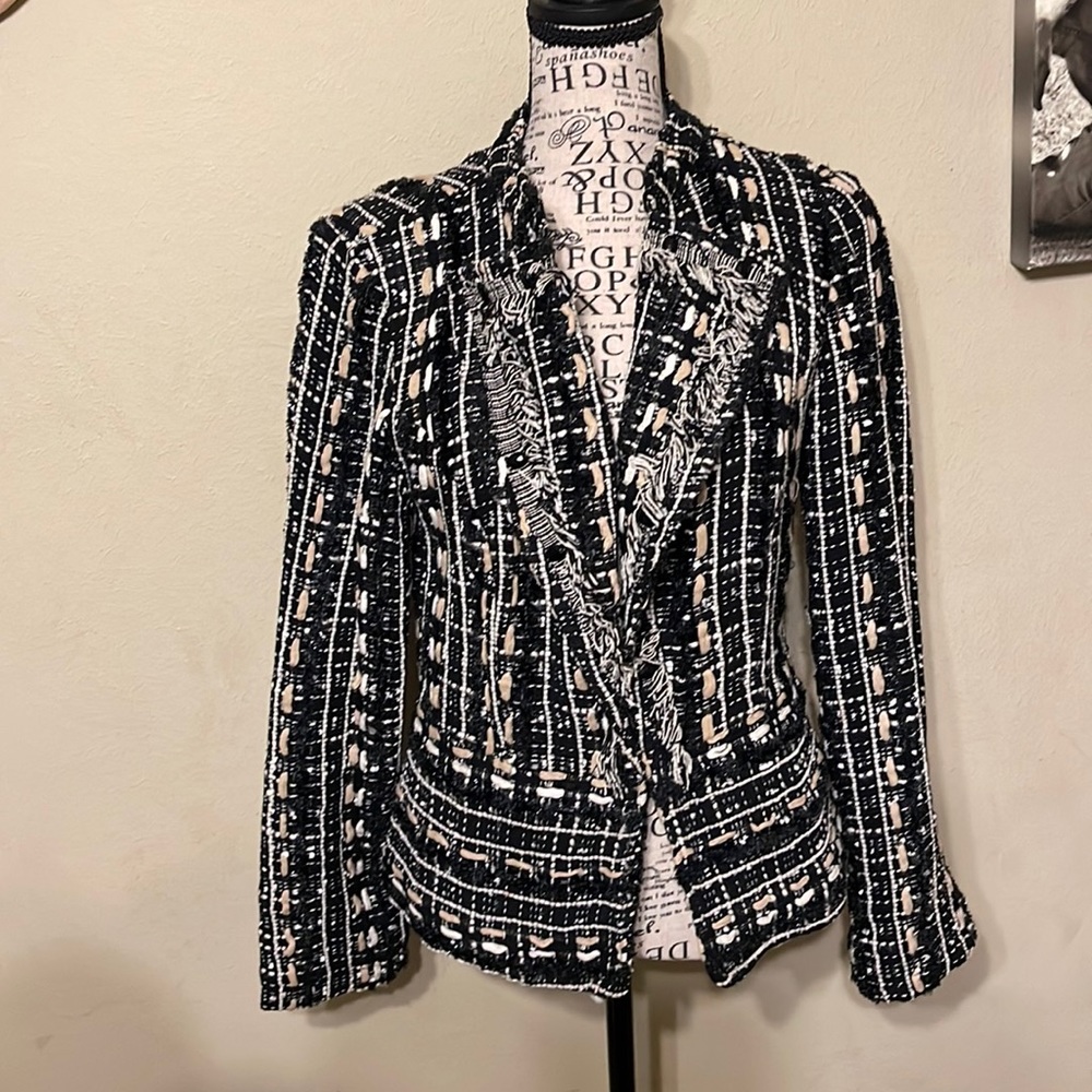 Chico’s, Black Embroidered Blazer, Size 0